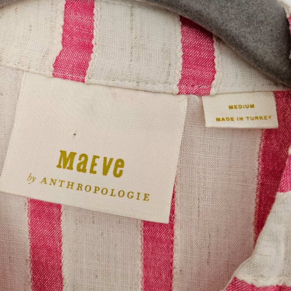 Maeve Pink & White Striped Shirt Size Medium - Picture 4 of 6